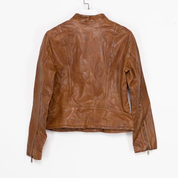 Lauren Ralph Lauren Women Tumbled Leather Jacket Dark Walnut Size 12 (NewDefect) - Picture 3 of 11
